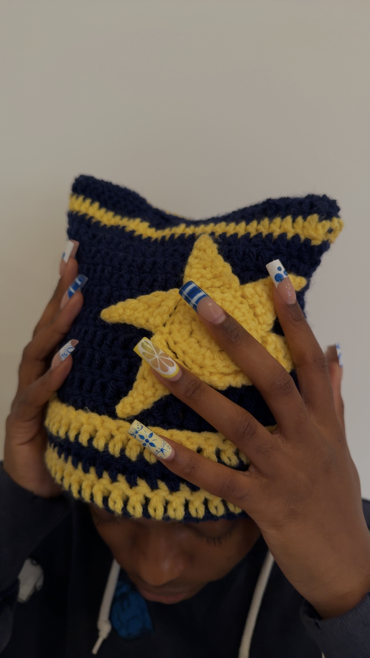 Blue handmade crochet piece