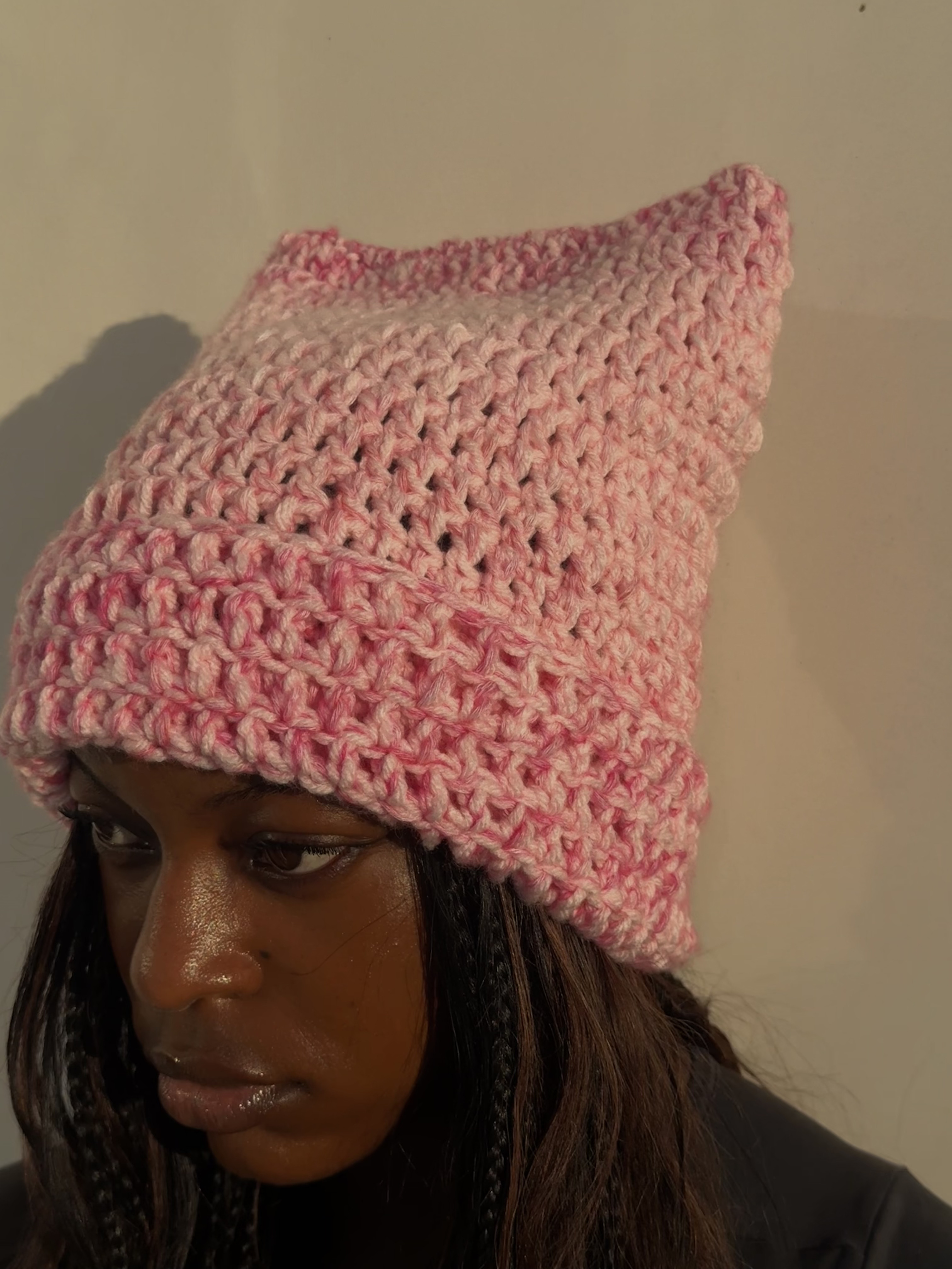Crochet Cat Beanies in pink